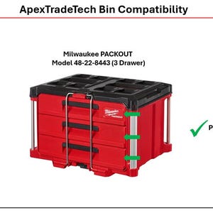 Milwaukee PACKOUT 3 Drawer 48-22-8443 |Heavy Duty Standard Series Bin | 3 Pack Center | Toolbox Organizer